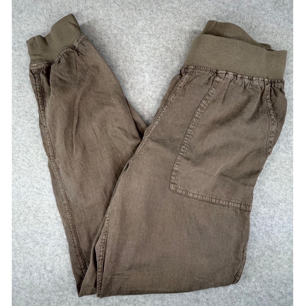 Faherty Arlie Day Jogger Pants Surplus Green Brown Linen Tencel Small WBC0001SPG